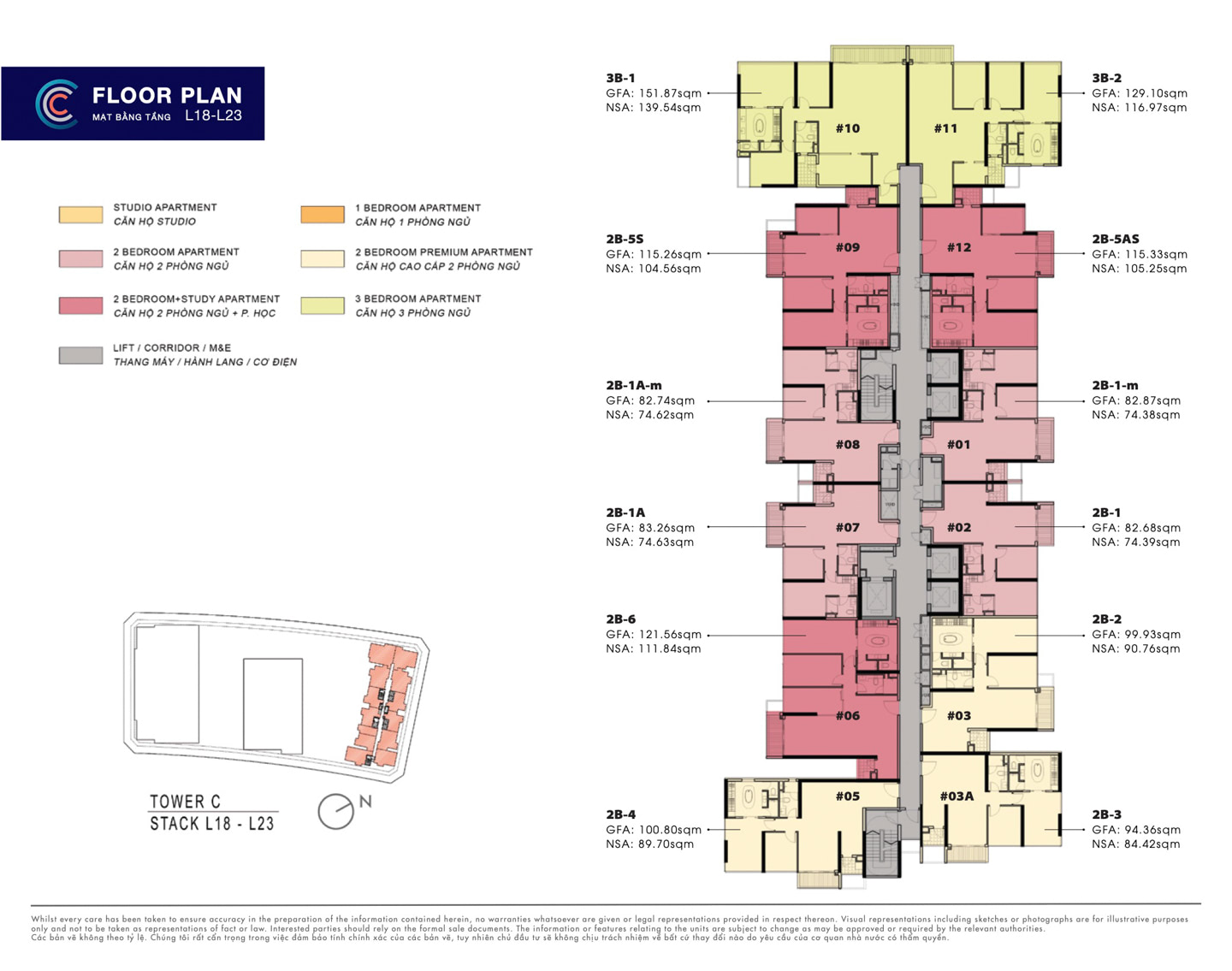 Mặt bằng căn hộ The Crest Tầng 18-23
